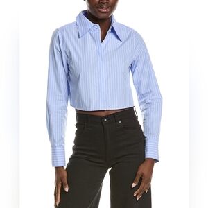 The Modern Collar Stripe Crop Button-Up Shirt FRAME Size S